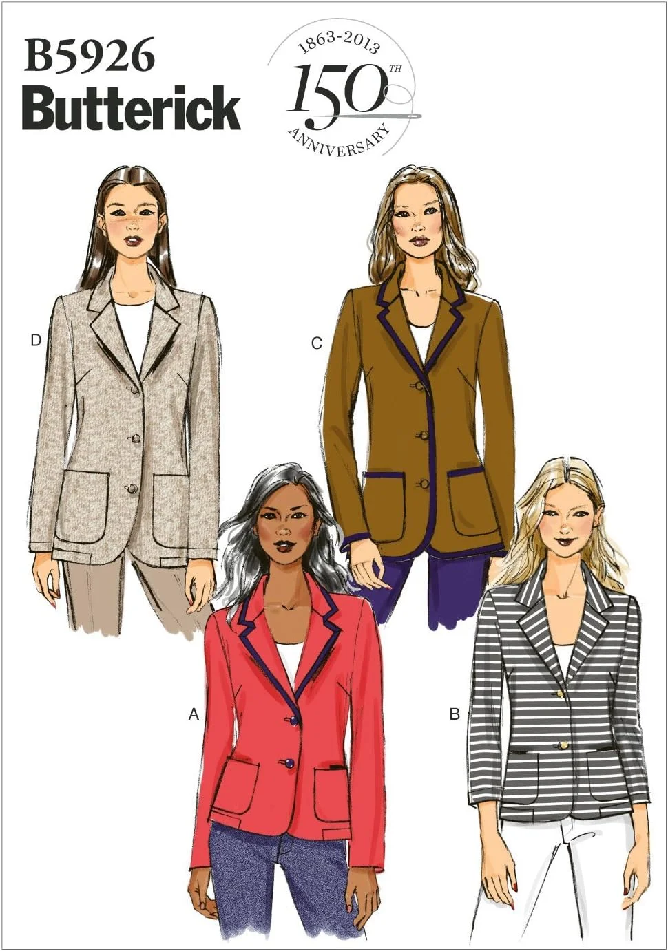 الگوهای Butterick B5926 سایز B5 8-10 - 12-14 - 16 مخصوص کت زنانه و دخترانه، سفید