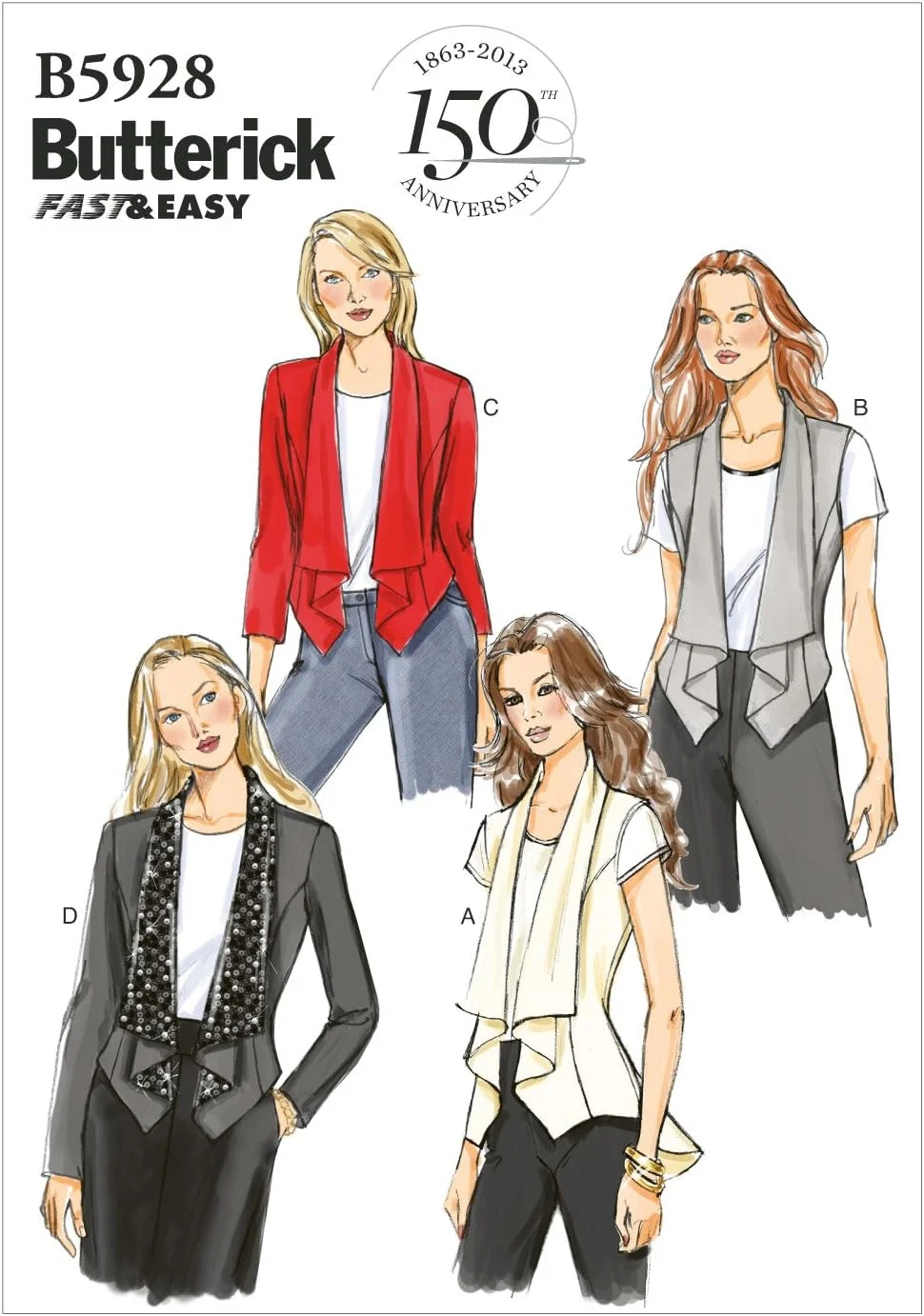 الگوهای خیاطی باتریک B5927 سایز E5 14-16 - 18-20 - 22 ژاکت زنانه، سفید