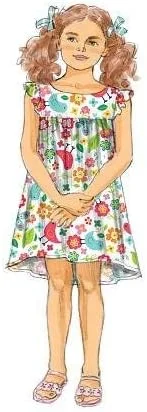 الگوهای خیاطی Butterick مدل B5876 سایز CCB 1-2 - 3-4 لباس کودک نوپا/بچه گانه، سفید