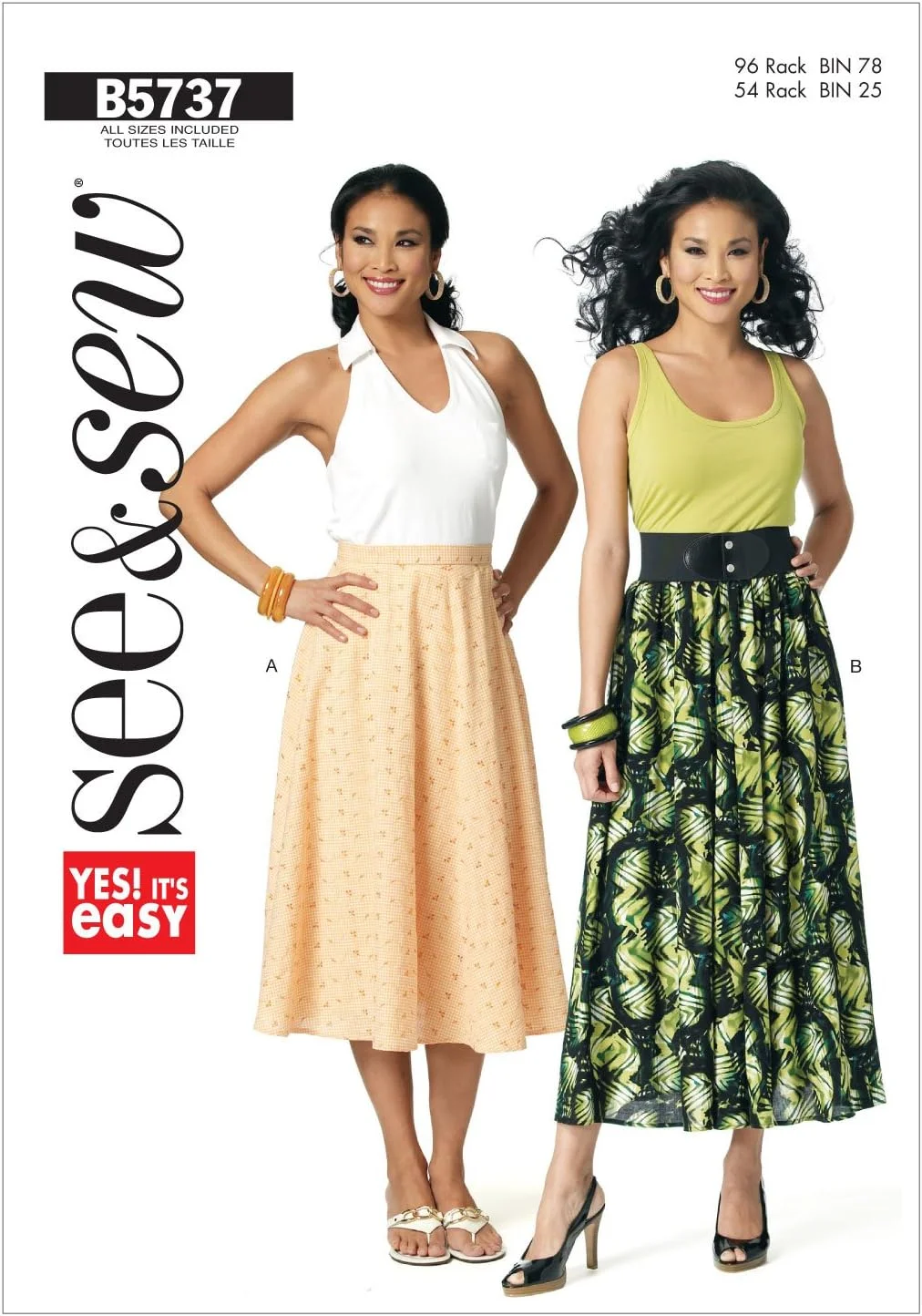 الگوهای خیاطی باتریک B5737 دامن زنانه، بسته 1 عددی، سفید