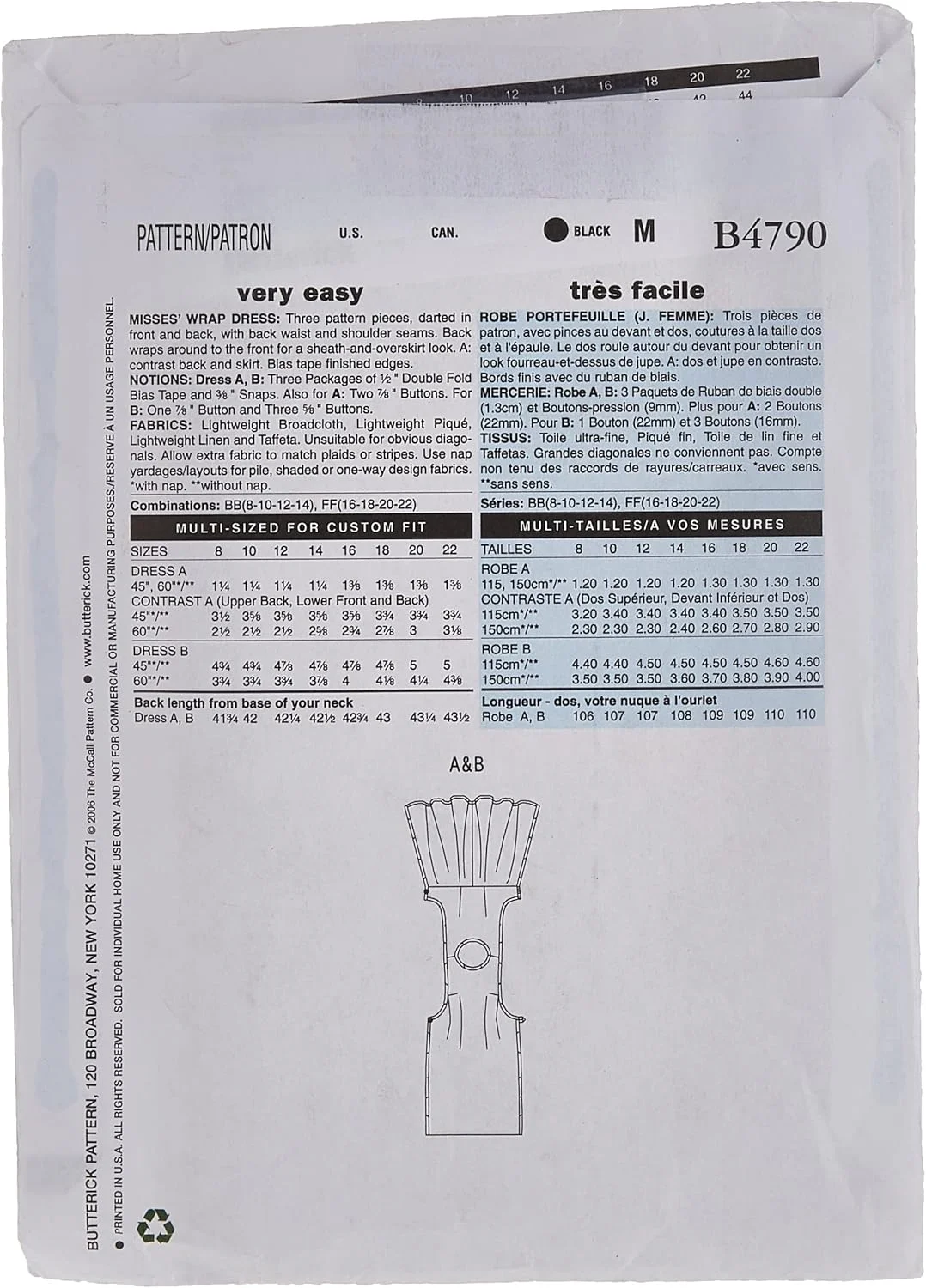 الگوهای خیاطی باتریک B4790 سایز BB 8-10-12-14، لباس مجلسی زنانه، بسته 1 عددی، سفید الگوهای خیاطی باتریک B4790 سایز BB 8-10-12-14، لباس مجلسی زنانه، بسته 1 عددی، سفید