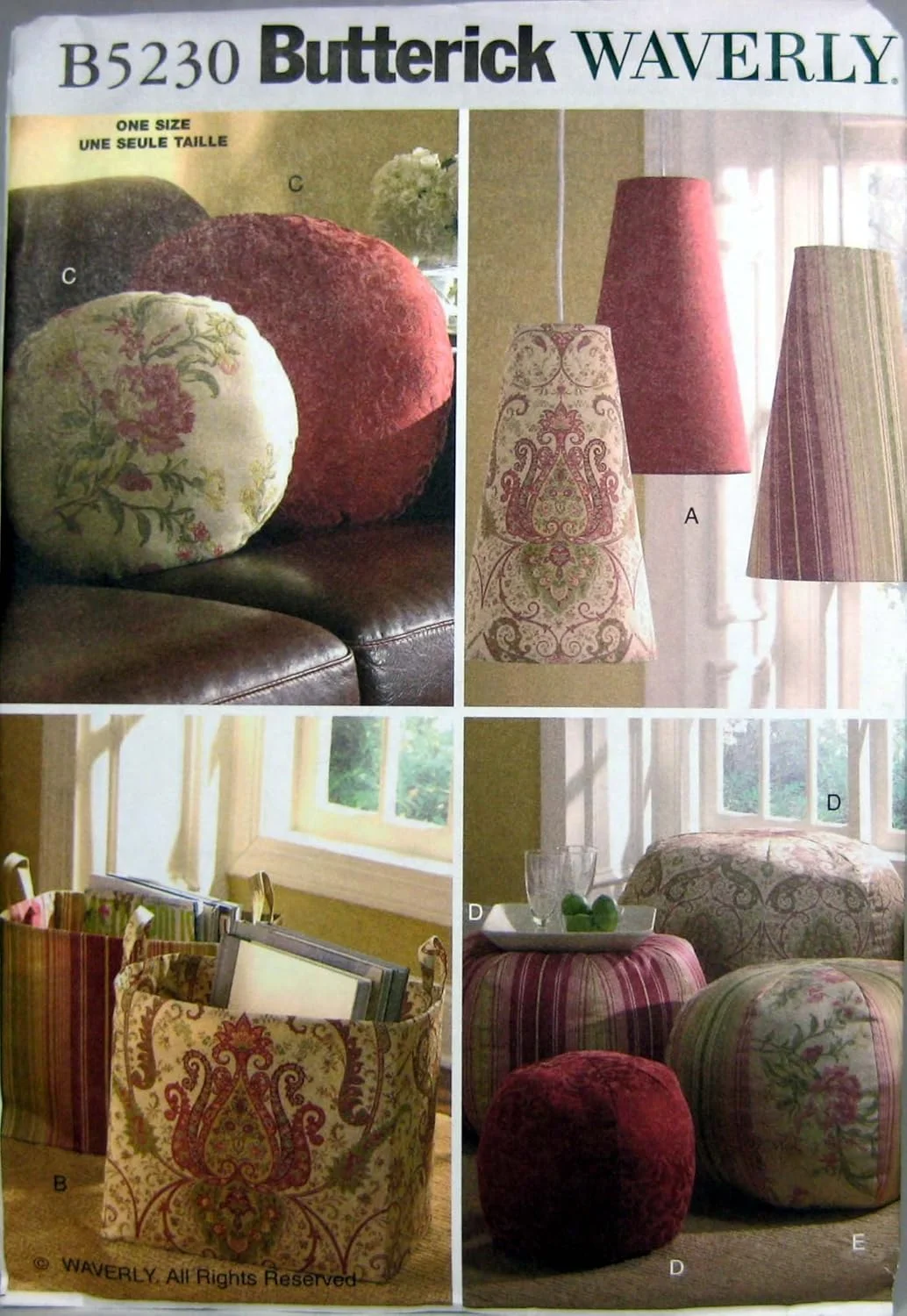 الگوهای خیاطی باتریک B5230 لوازم جانبی اتاق، فقط یک سایز