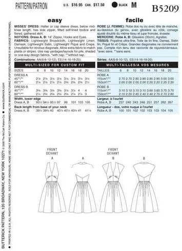 الگوهای خیاطی باتریک B5209 سایز EE 14-16-18-20، لباس زنانه، بسته 1 عددی، سفید