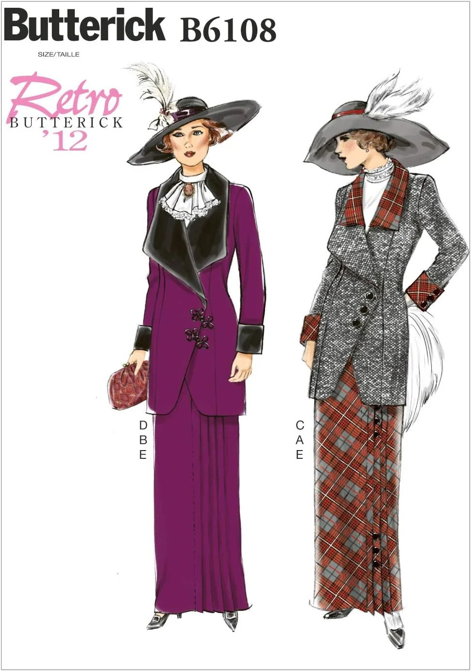 الگوهای خیاطی Butterick 6108 A5 سایزهای 6-8 - 10-12 - 14 کت، سینه بند و دامن زنانه