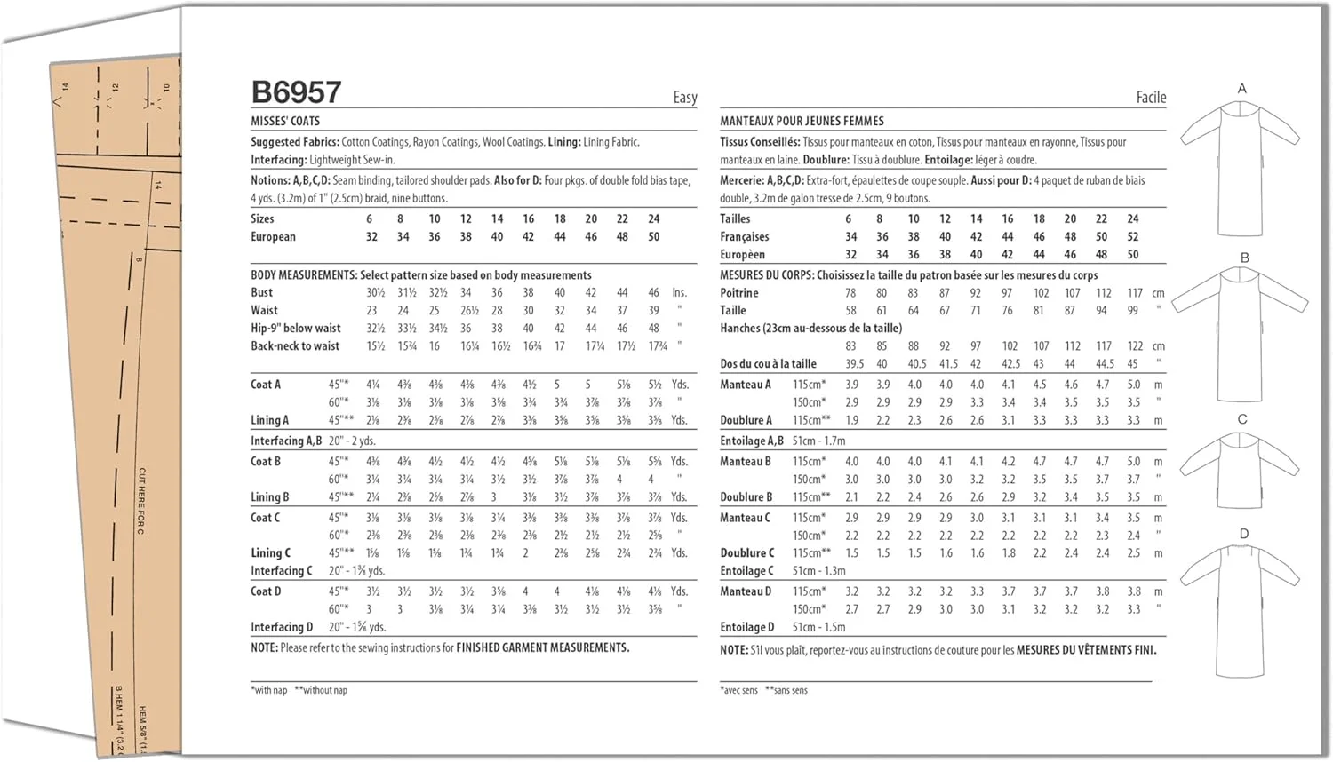 الگوی خیاطی آسان کت های زنانه وینتیج دهه 1950 Butterick، کد طراحی B6957، سایزهای 16-18-20-22-24