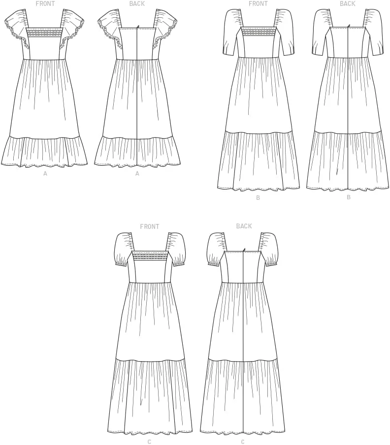 الگوی خیاطی لباس مجلسی زنانه کمر بلند Butterick، کد طراحی B6872، سایزهای 16-18-20-22-24