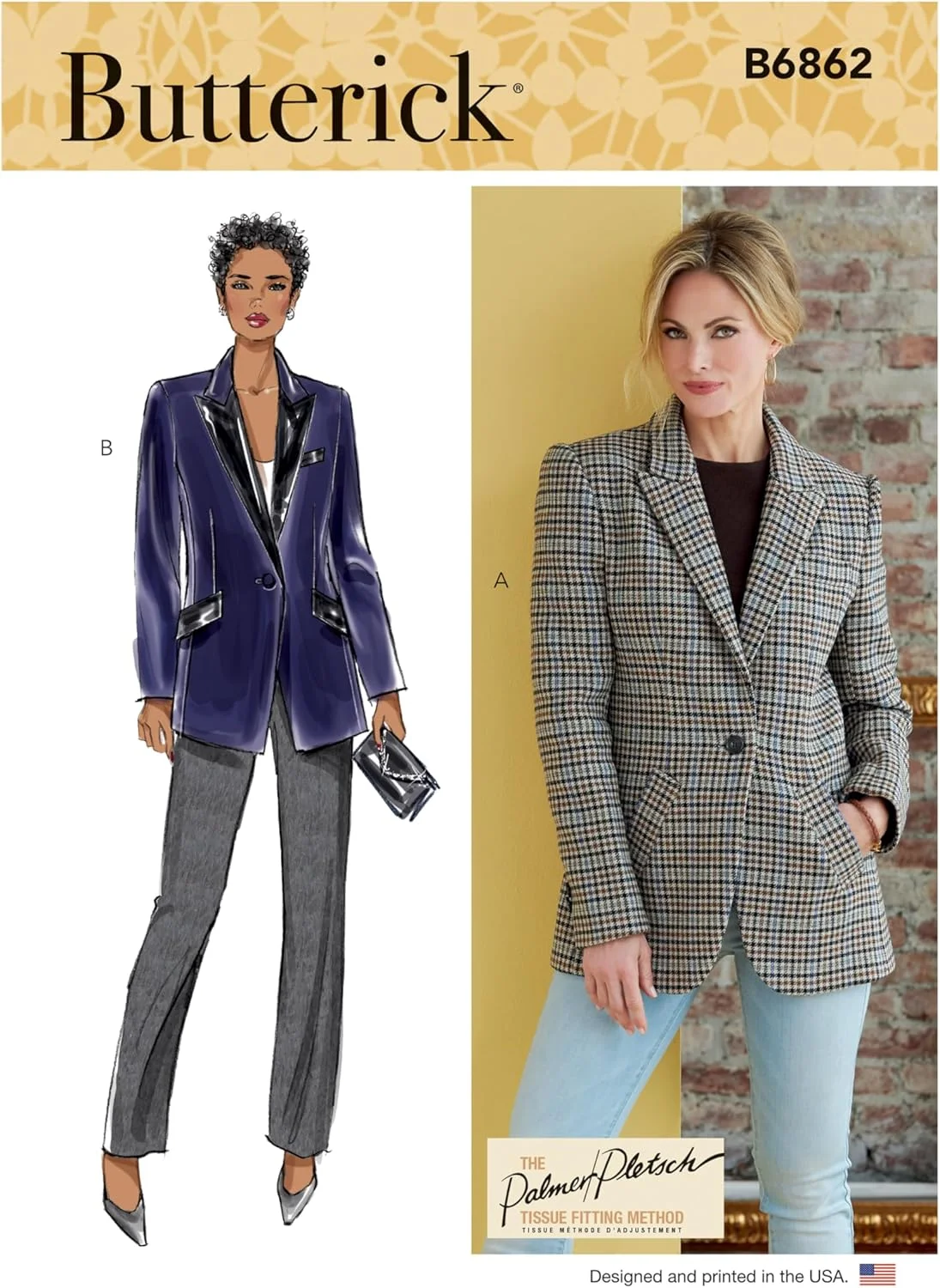 الگوی خیاطی ژاکت زنانه Butterick، دو تکه چند رنگ