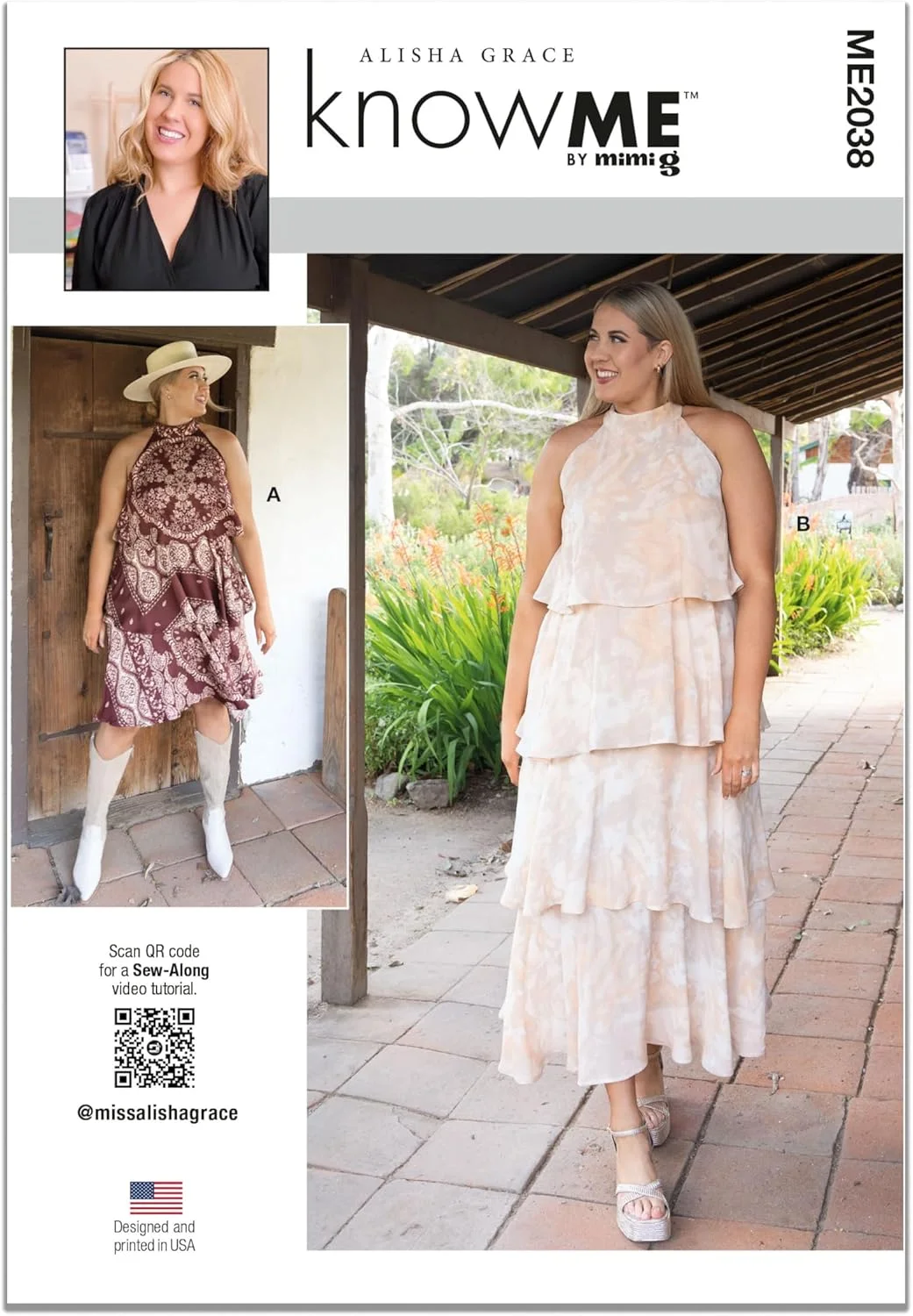 الگوی خیاطی لباس بدون آستین زنانه باتریک Know Me، کد طراحی ME2038، سایزهای 18-20-22-24-26