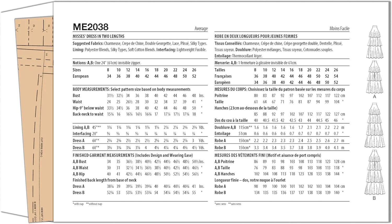 الگوی خیاطی لباس بدون آستین زنانه باتریک Know Me، کد طراحی ME2038، سایزهای 18-20-22-24-26