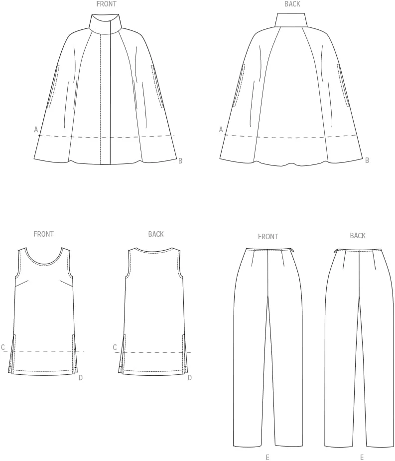 الگوی خیاطی کیپ آستردار، تاپ گشاد و شلوار جذب زنانه Butterick، کد طراحی B6978، سایز 20W-28W، چند رنگ، آسان برای ساخت