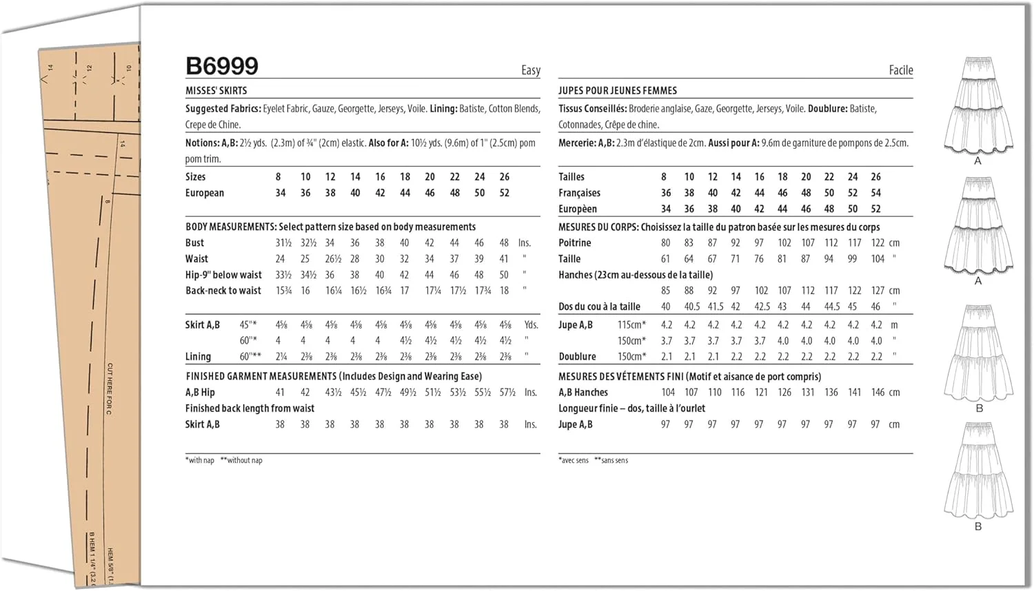 الگوی خیاطی دامن زنانه باتریک، چند رنگ، 2 تکه