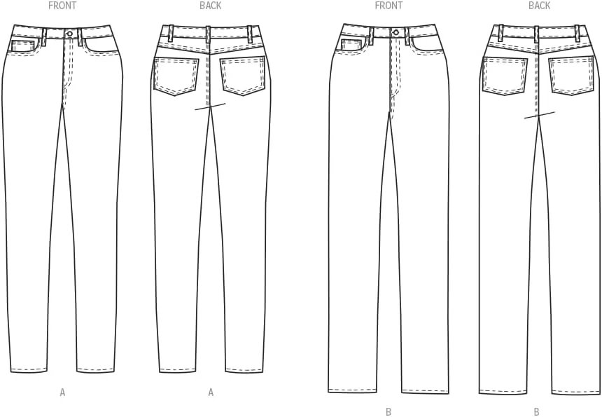 الگوی خیاطی شلوار جین زنانه Butterick توسط Palmer/Pletsch، کد طراحی B6911، سایزهای 12-14-16-18-20
