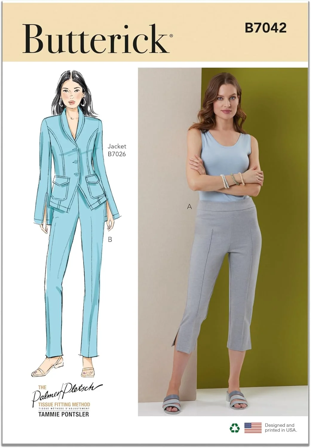 الگوی خیاطی شلوار زنانه جذب Butterick B7042Y5 توسط Palmer/Pletsch Tammie Pontsler، کد طراحی B7042، سایزهای 18-20-22-24-26