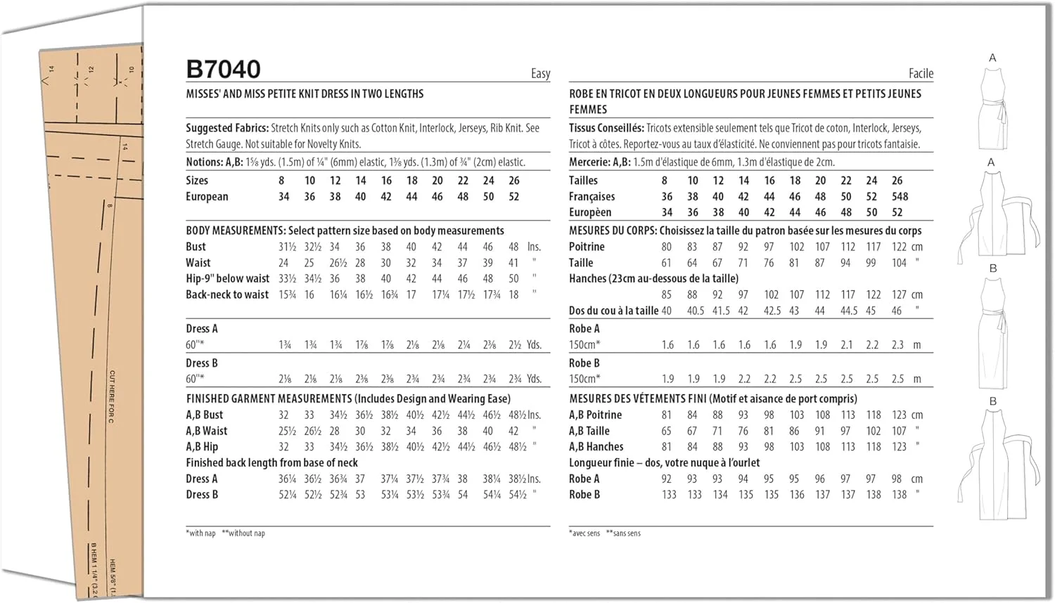 الگوی خیاطی لباس مجلسی زنانه بدون آستین و چسبان باتریک B7040Y5، کد طراحی B7040، سایزهای 18-20-22-24-26 الگوی خیاطی لباس مجلسی زنانه بدون آستین و چسبان باتریک B7040Y5، کد طراحی B7040، سایزهای 18-20-22-24-26