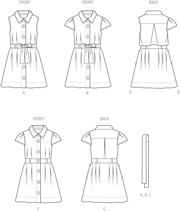 الگوی خیاطی لباس بچگانه Butterick، چند رنگ