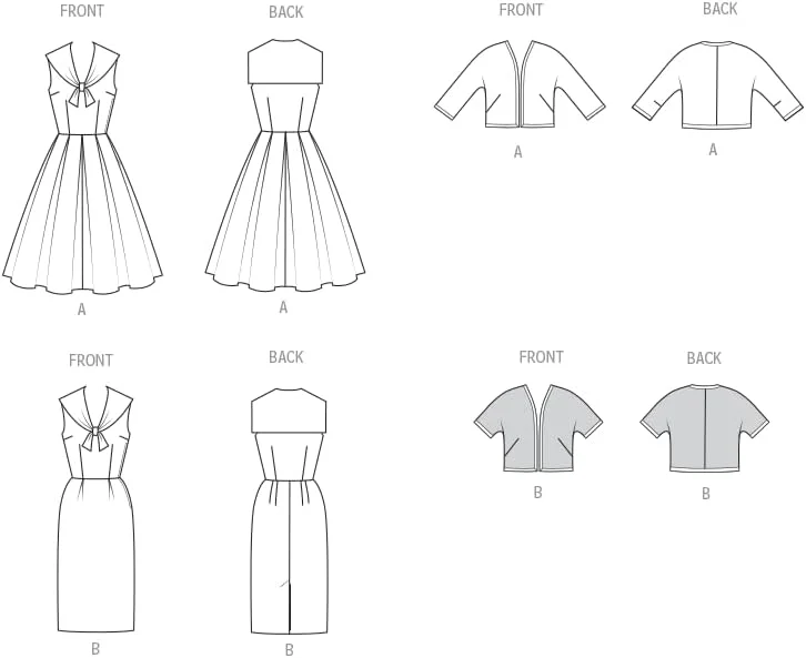 الگوی خیاطی لباس بدون آستین و کت آستین کوتاه زنانه باتریک B7052K5، طرحی قدیمی از دهه 1960، کد طراحی B7052، سایزهای 8-10-12-14-16