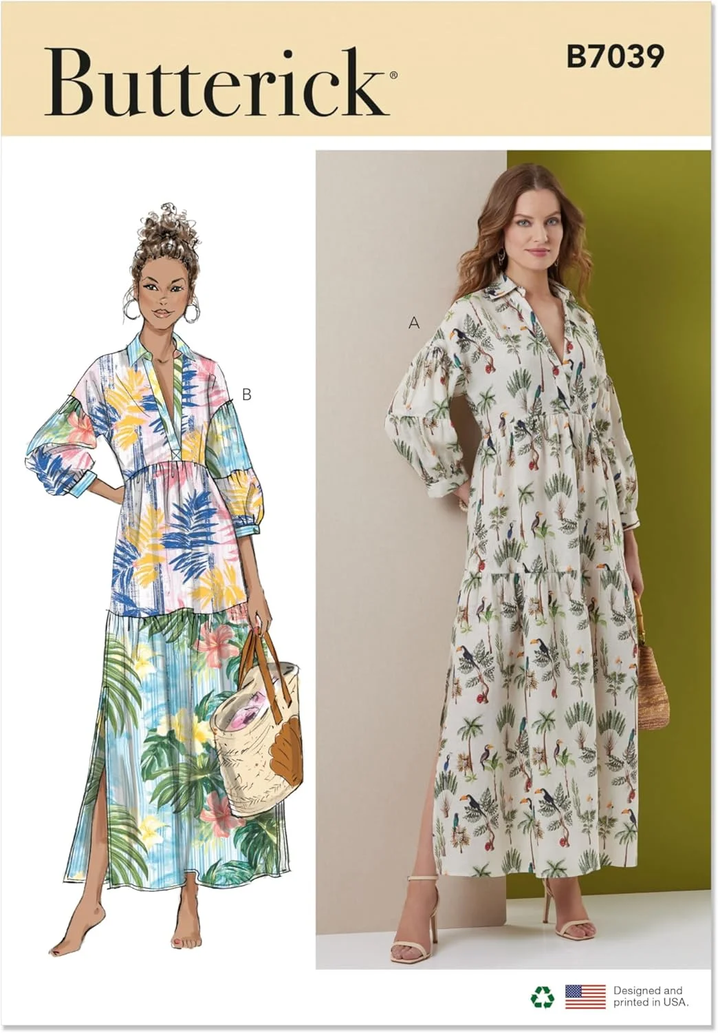 الگوی خیاطی لباس زنانه طبقه‌دار Butterick B7039R5، کد طراحی B7039، سایزهای 14-16-18-20-22