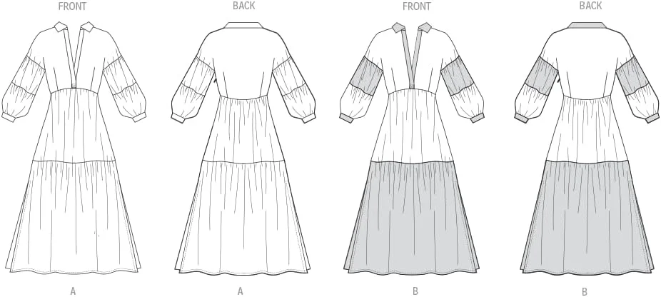 الگوی خیاطی لباس زنانه طبقه‌دار Butterick B7039R5، کد طراحی B7039، سایزهای 14-16-18-20-22