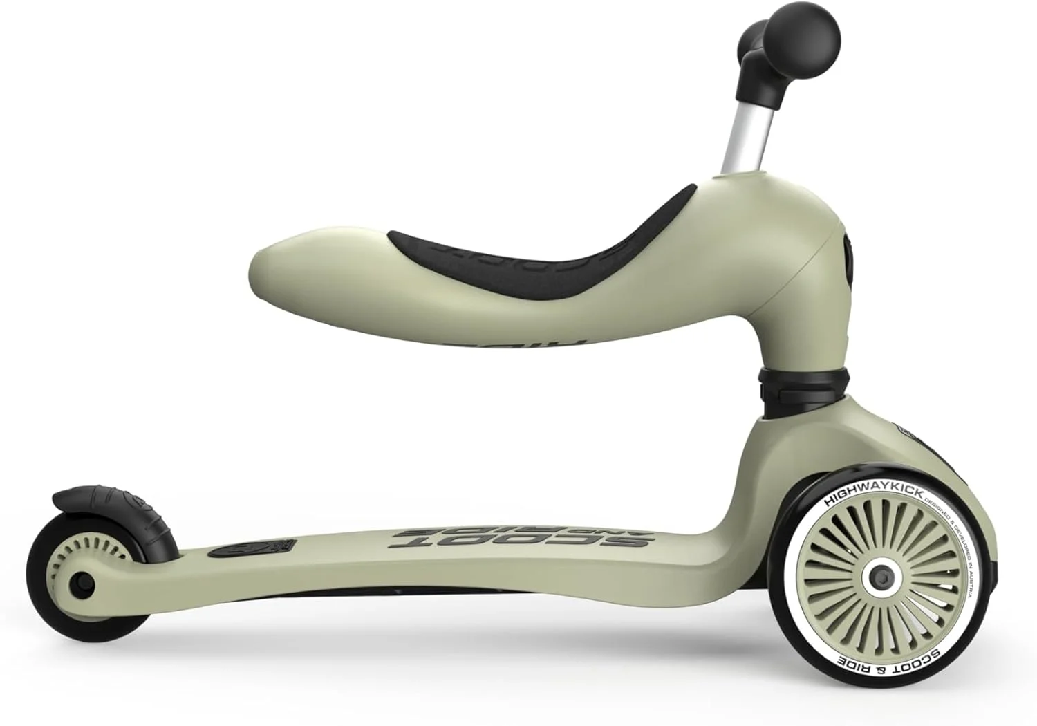 اسکوتر و سواری 2 در 1 Scoot & Ride Highwaykick 1 برای کودکان نوپا، صندلی و فرمان قابل تنظیم، طراحی سبک و پایدار، زیتونی
