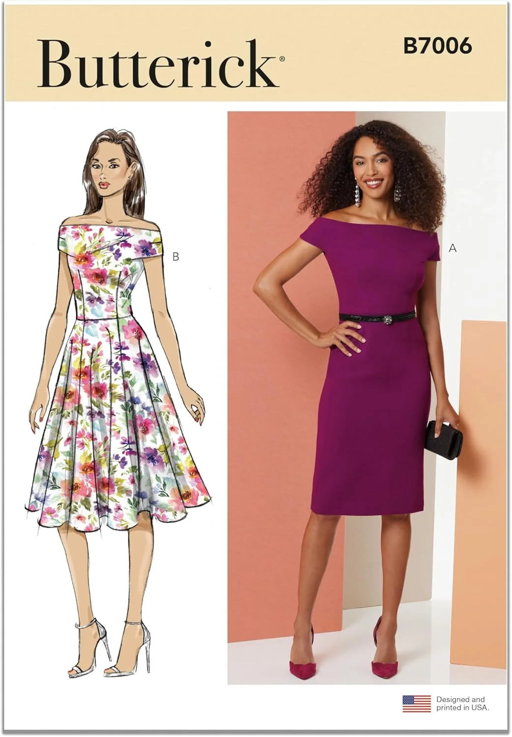 الگوی خیاطی لباس زنانه مدل Butterick B7006Y5، طرح B7006، سایزهای 18-20-22-24-26