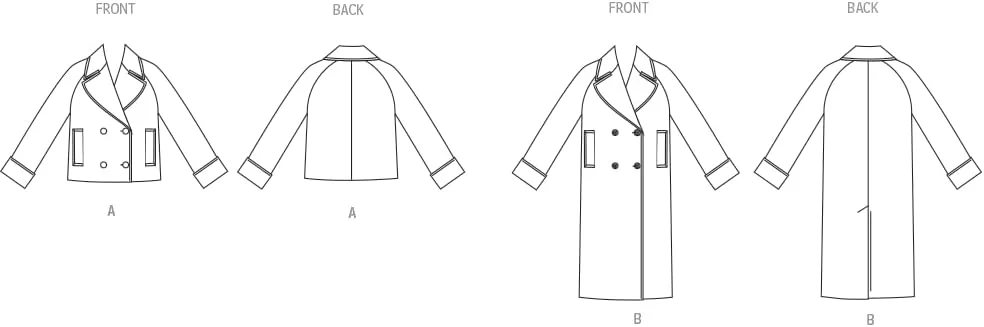 الگوی خیاطی ژاکت و کت دکمه دوبل گشاد زنانه Butterick B7007R5، کد طراحی B7007، سایزها 14-16-18-20-22 الگوی خیاطی ژاکت و کت دکمه دوبل گشاد زنانه Butterick B7007R5، کد طراحی B7007، سایزها 14-16-18-20-22