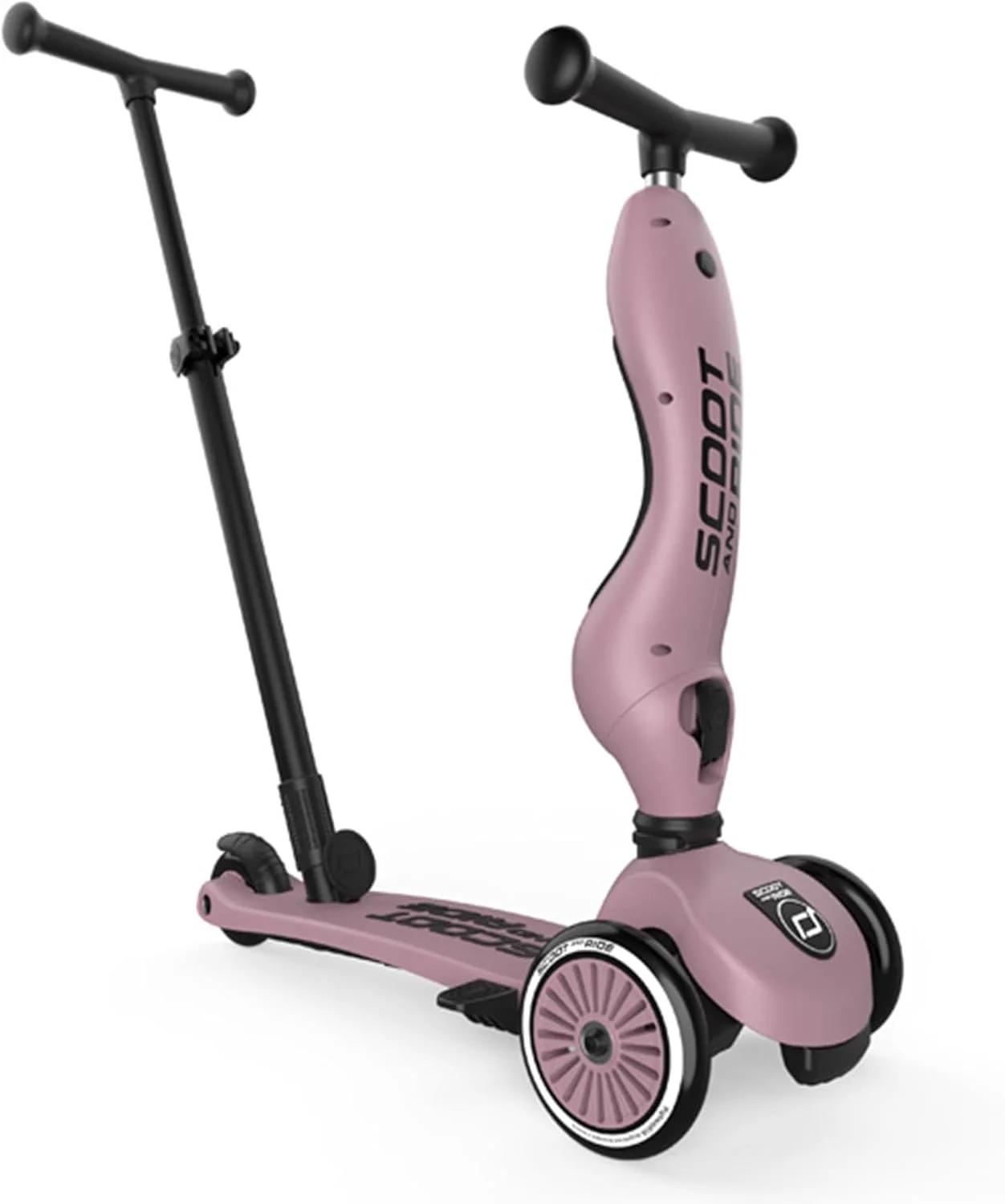 اسکوتر و سه چرخه Scoot and Ride مدل Highwaykick 1 Push Go - دو کاره - دسته قابل تنظیم، تبدیل با یک کلیک، صفحه پا ضد لغزش، سبک و بادوام - Wildberry - تصویر 2