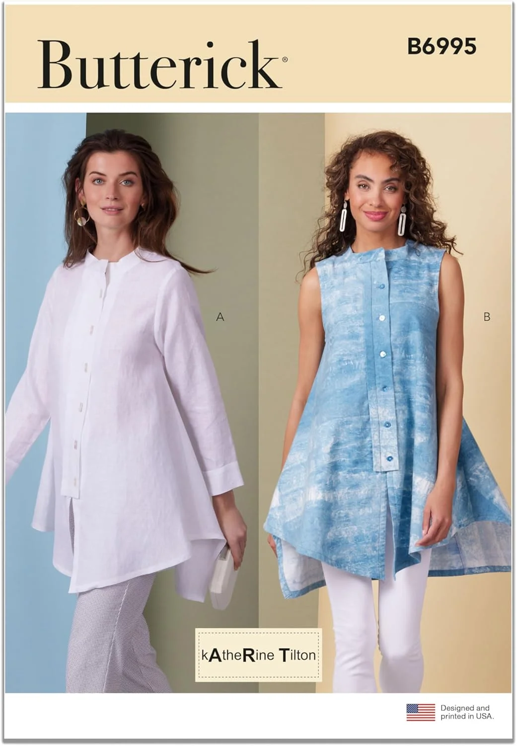 الگوی خیاطی بلوز یقه ایستاده زنانه Butterick B6995Y5 توسط کاترین تیلتون، کد طراحی B6995، سایزهای 18-20-22-24-26