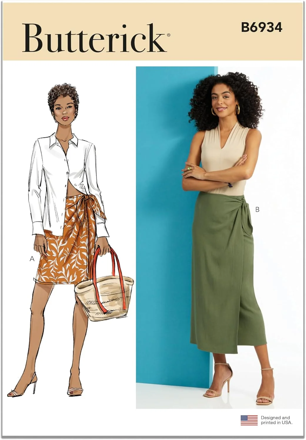 الگوی دامن پیچیده زنانه Butterick B6934A در دو قد A (XS-S-M-L-XL-XXL)