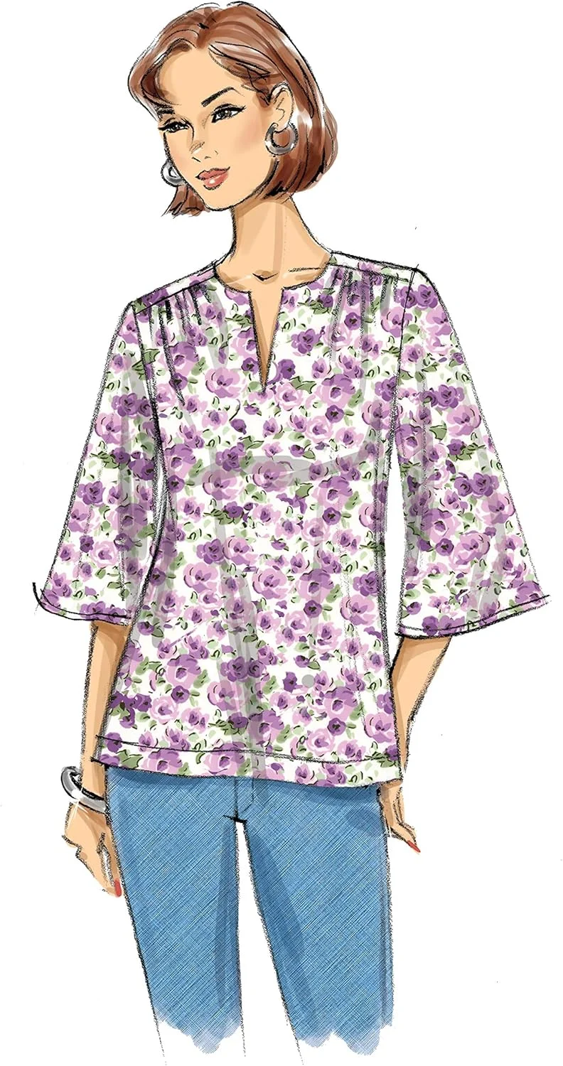 الگوهای خیاطی بلوز زنانه نیمه جذب آسان Butterick B6688A5، سایزهای 6-14، سفید الگوهای خیاطی بلوز زنانه نیمه جذب آسان Butterick B6688A5، سایزهای 6-14، سفید
