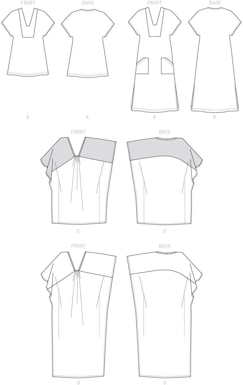 الگوهای خیاطی تونیک و کافتان زنانه آسان Butterick B6683Y، سایزهای 4-14، سفید الگوهای خیاطی تونیک و کافتان زنانه آسان Butterick B6683Y، سایزهای 4-14، سفید