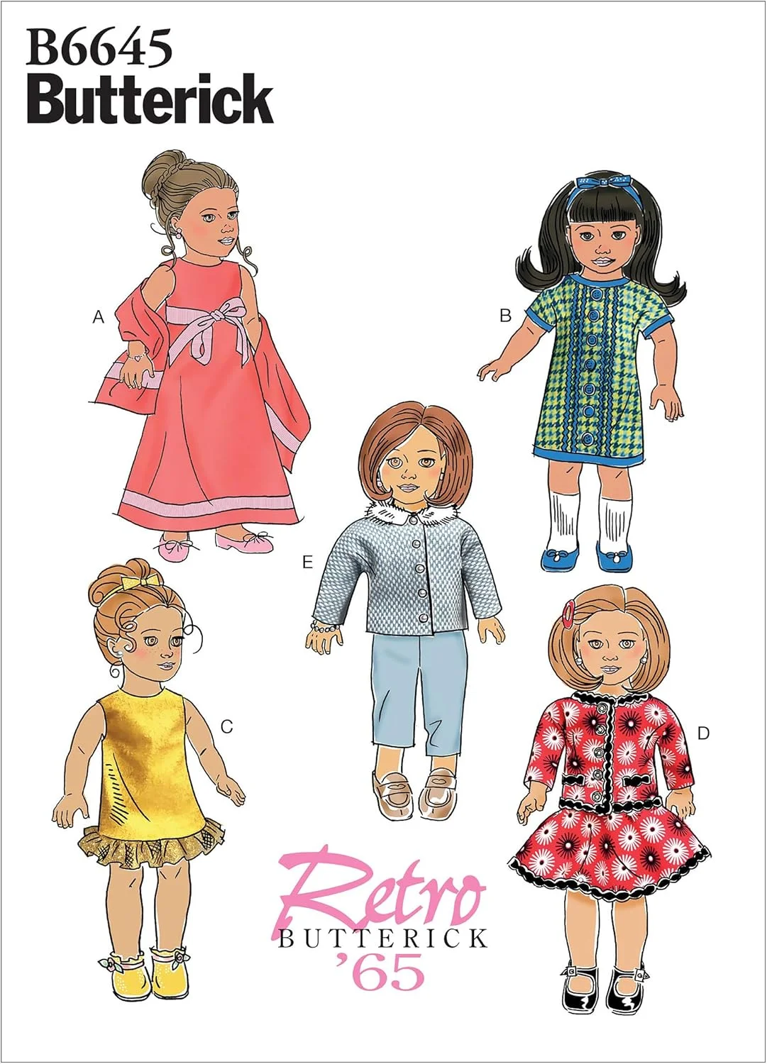 الگوی خیاطی لباس عروسک 18 اینچی Butterick B6645OSZ، سایز واحد