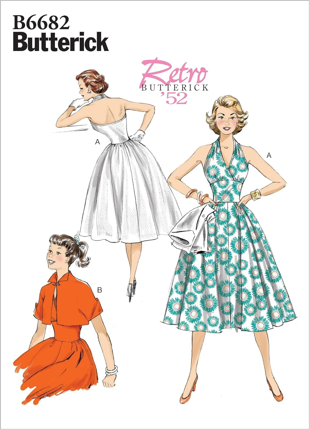 الگوهای خیاطی لباس و ژاکت زنانه وینتیج Butterick B6682A5، سایزهای 6-14