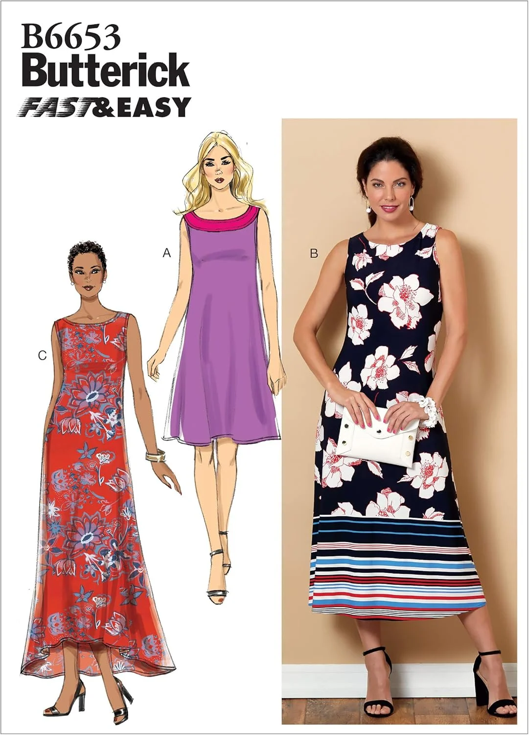 الگوهای خیاطی لباس بافتنی زنانه مدل Butterick B6653E5، سریع و آسان برای دوخت، سایزهای 14-22