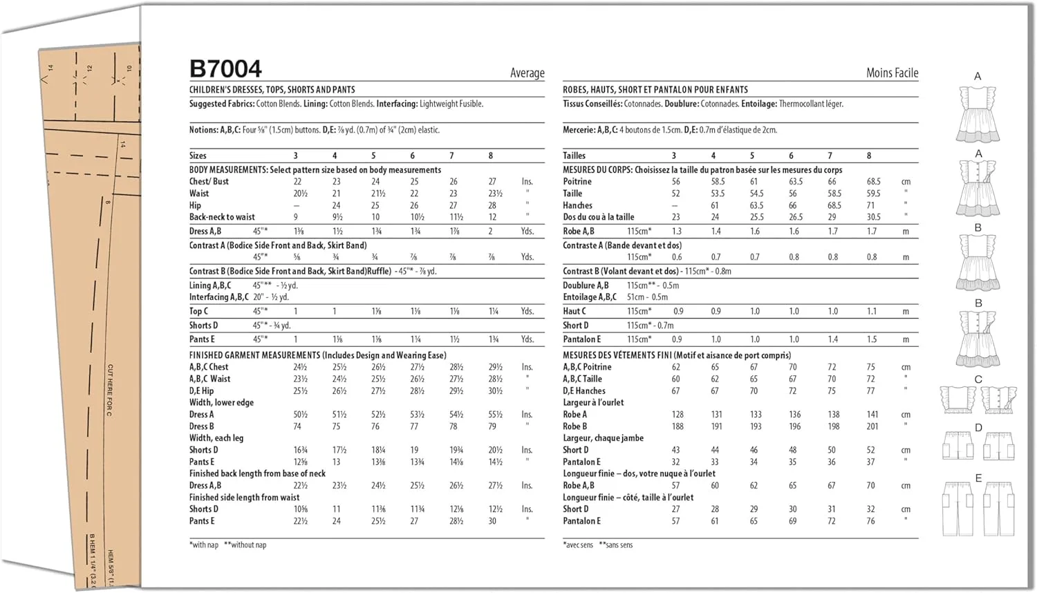 الگوی خیاطی لباس بچه گانه باتریک، دو تکه چند رنگ