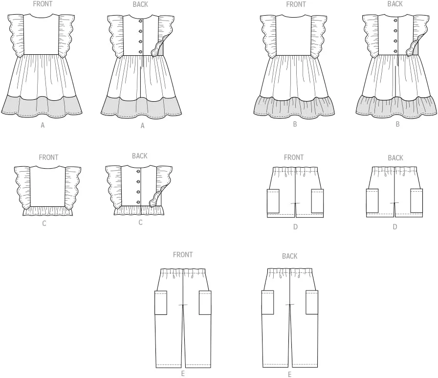 الگوی خیاطی لباس بچه گانه باتریک، دو تکه چند رنگ