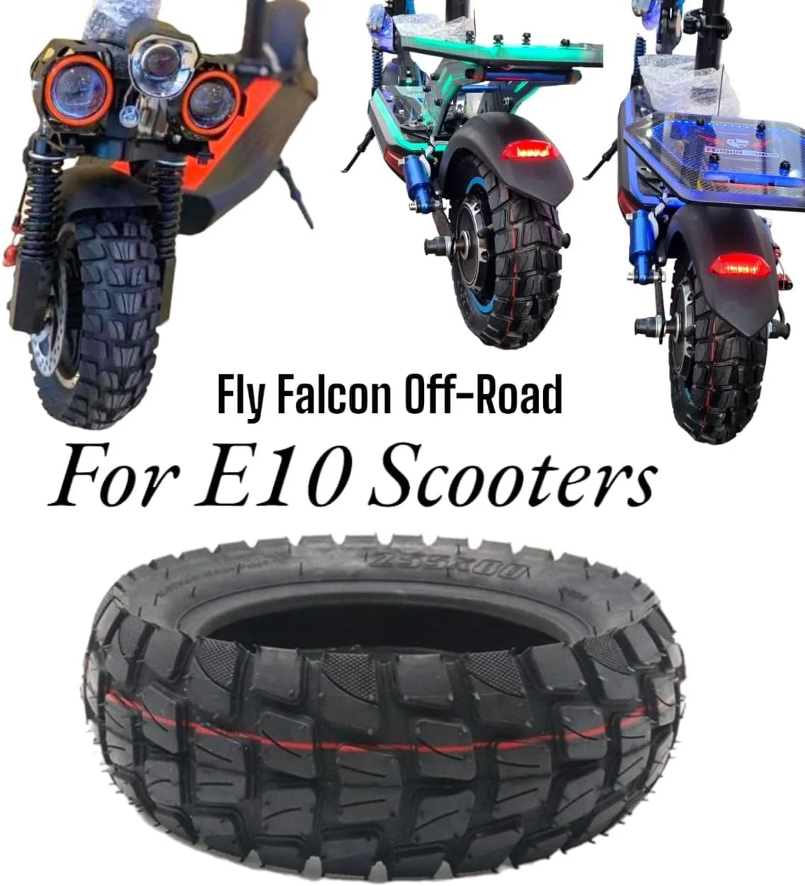 لاستیک اسکوتر برقی آفرود E10 مناسب برای لاستیک های 10 X 2.5، مشکی