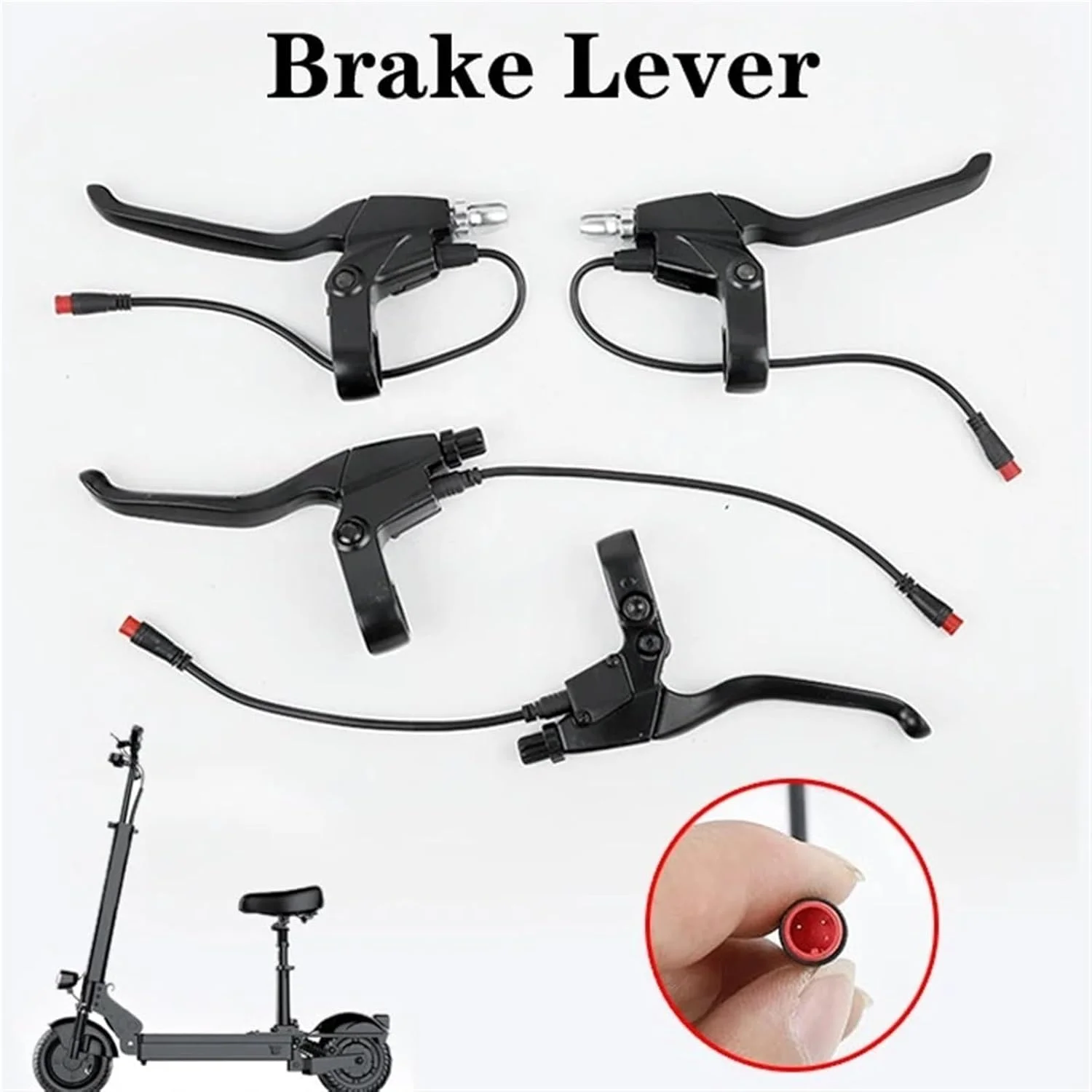 اهرم ترمز قطع کننده برق اسکوتر برقی جدید MEXWLOP، برای KUGOO، M4 PRO، اسکوتر ضربه ای E-Bike دسته جایگزین آلیاژ آلومینیوم دسته ترمز اسکوتر برقی (یک جفت مشکی پهن)