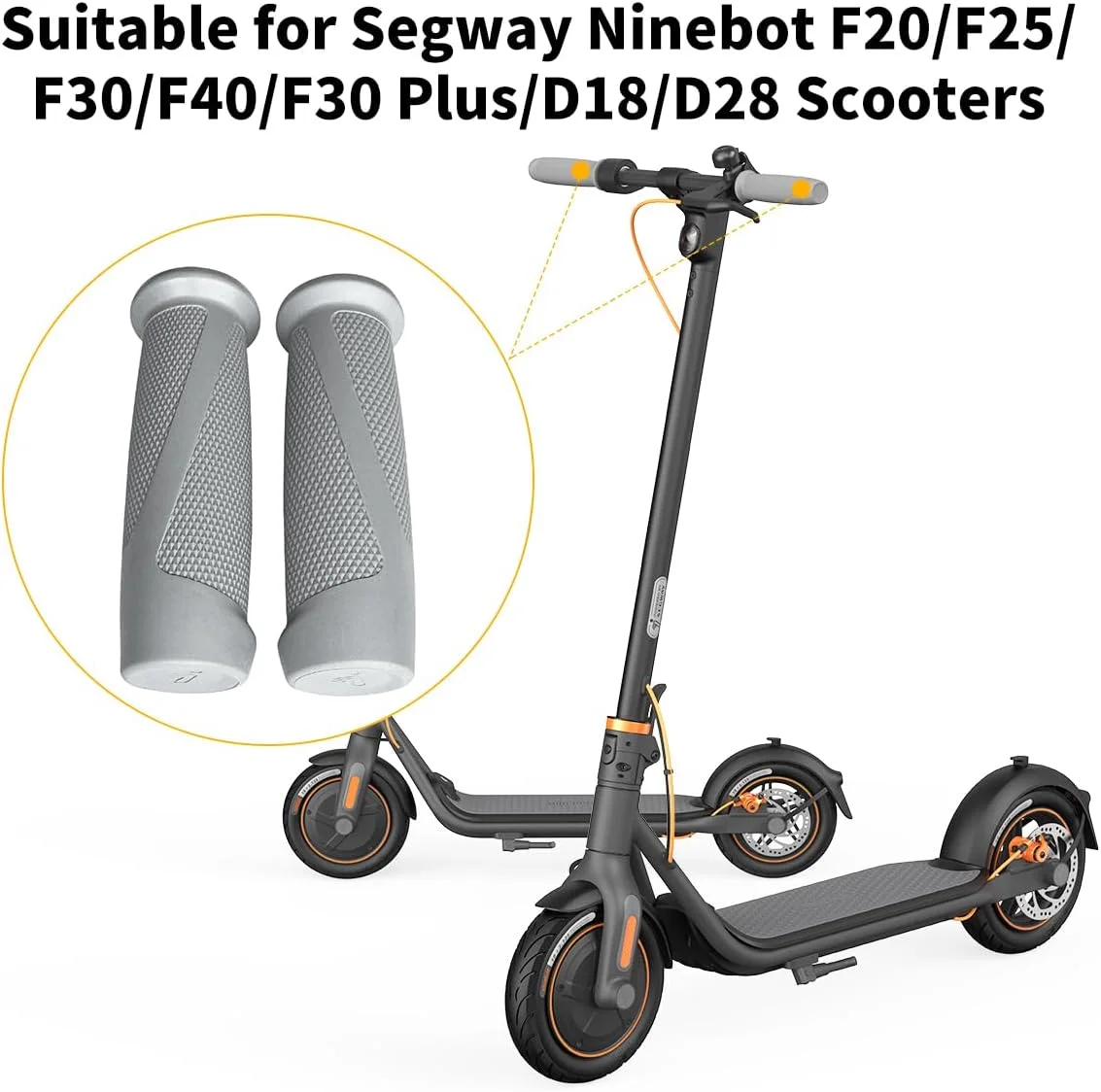 یک جفت روکش دسته فرمان برای اسکوتر برقی تاشو Segway Ninebot F20/F25/F30 plus/F40/D18/D28، اسکیت برد سری F، لوازم جانبی اصلی جایگزین گریپ دسته فرمان خاکستری
