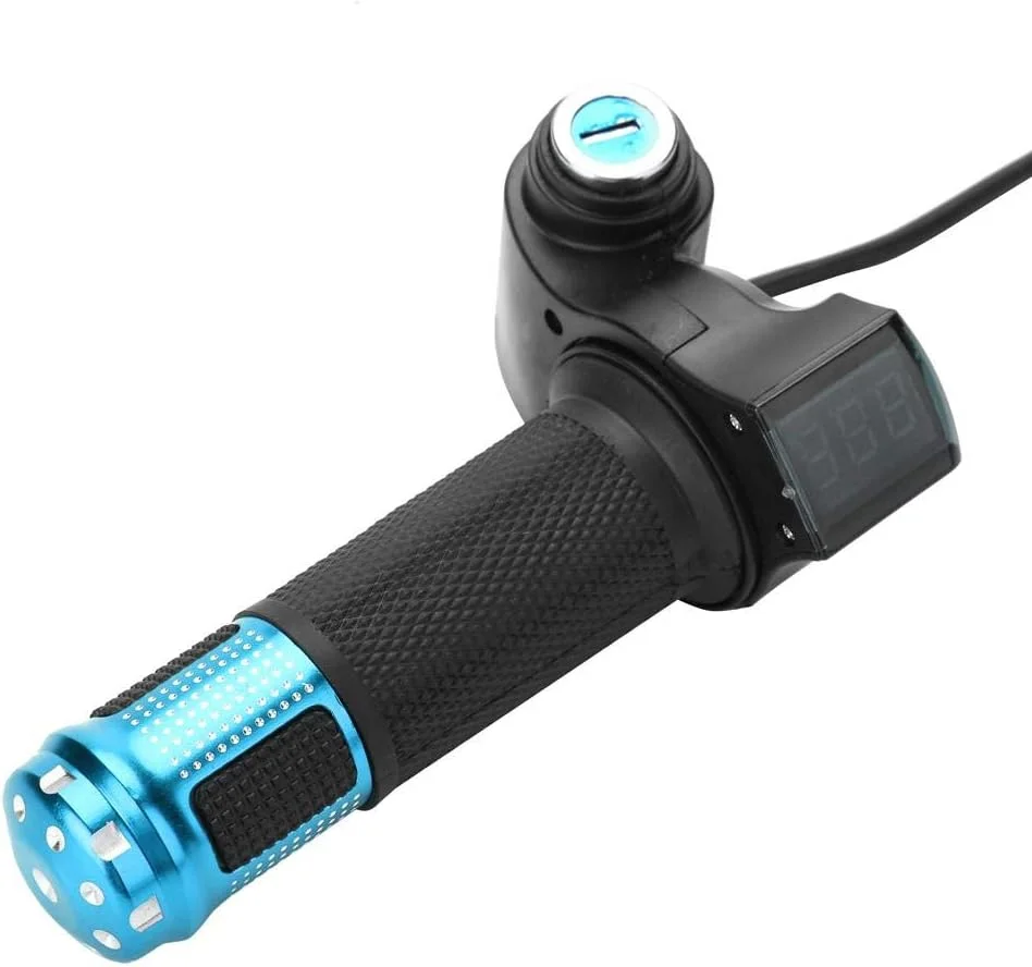 دسته گاز دوچرخه GOTOTOP 4 رنگ، دسته گاز نیمه چرخشی، دسته فرمان گاز با صفحه نمایش LED و قفل کلید برای دوچرخه برقی اسکوتر سه چرخه سایز One، آبی دسته گاز دوچرخه GOTOTOP 4 رنگ، دسته گاز نیمه چرخشی، دسته فرمان گاز با صفحه نمایش LED و قفل کلید برای دوچرخه برقی اسکوتر سه چرخه سایز One، آبی