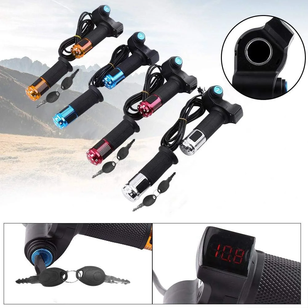 دسته گاز دوچرخه GOTOTOP 4 رنگ، دسته گاز نیمه چرخشی، دسته فرمان گاز با صفحه نمایش LED و قفل کلید برای دوچرخه برقی اسکوتر سه چرخه سایز One، آبی دسته گاز دوچرخه GOTOTOP 4 رنگ، دسته گاز نیمه چرخشی، دسته فرمان گاز با صفحه نمایش LED و قفل کلید برای دوچرخه برقی اسکوتر سه چرخه سایز One، آبی