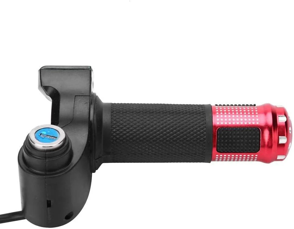 دسته گاز دوچرخه GOTOTOP، 4 رنگ، دسته گاز نیمه چرخشی، دسته فرمان با صفحه نمایش LED و قفل کلید برای دوچرخه برقی، اسکوتر، سه چرخه، سایز جهانی، قرمز