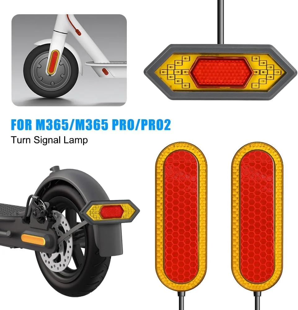 چراغ راهنما LED اسکوتر برقی Fawoonu، چراغ عقب، چراغ جلو با دسته فرمان سازگار برای اسکوتر برقی M365 Pro Pro2