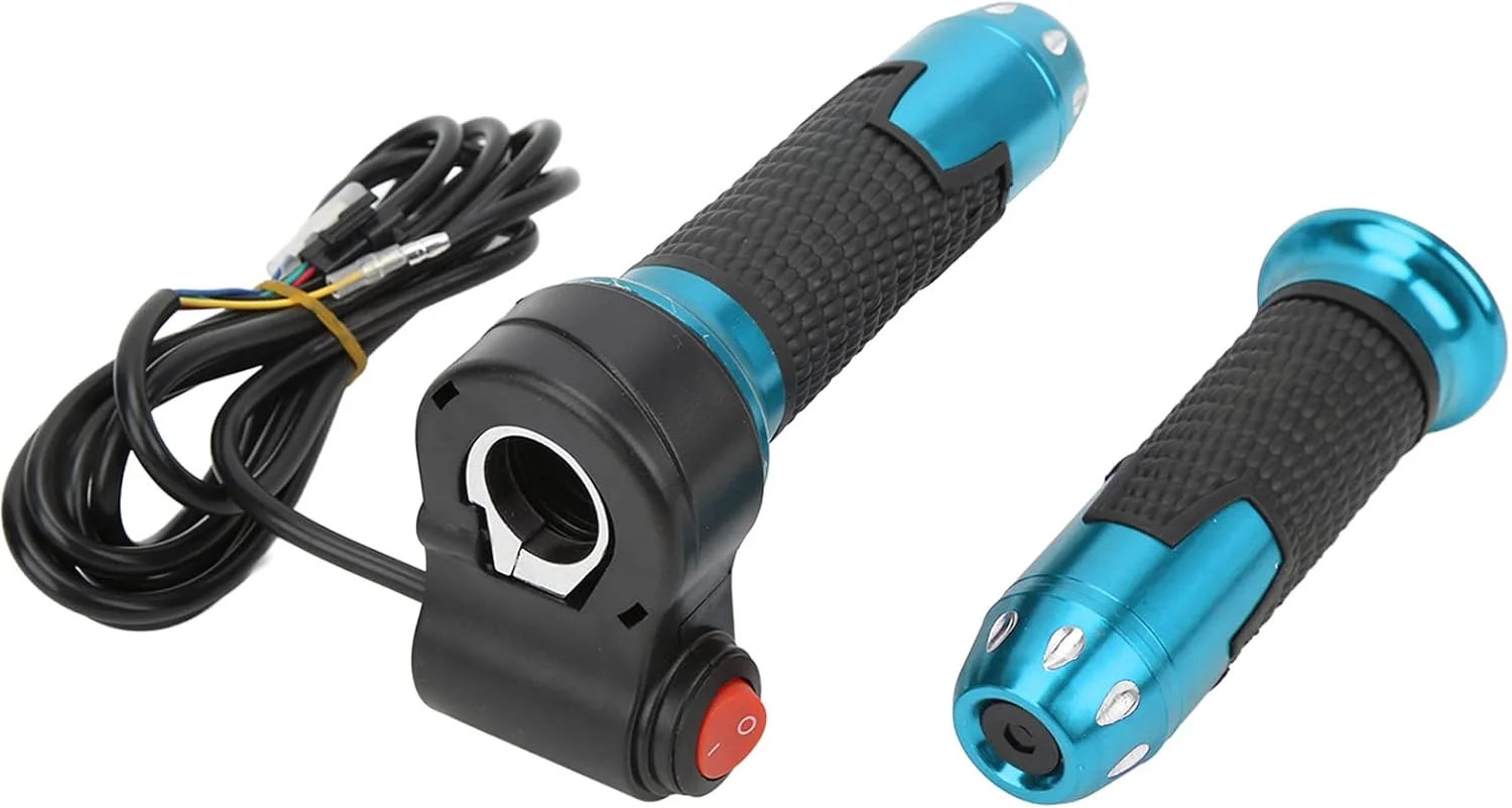 دسته گاز Cryfokt، یک جفت دسته فرمان پلاستیکی با کارایی بالا به همراه دکمه برای اسکوتر برقی (آبی)