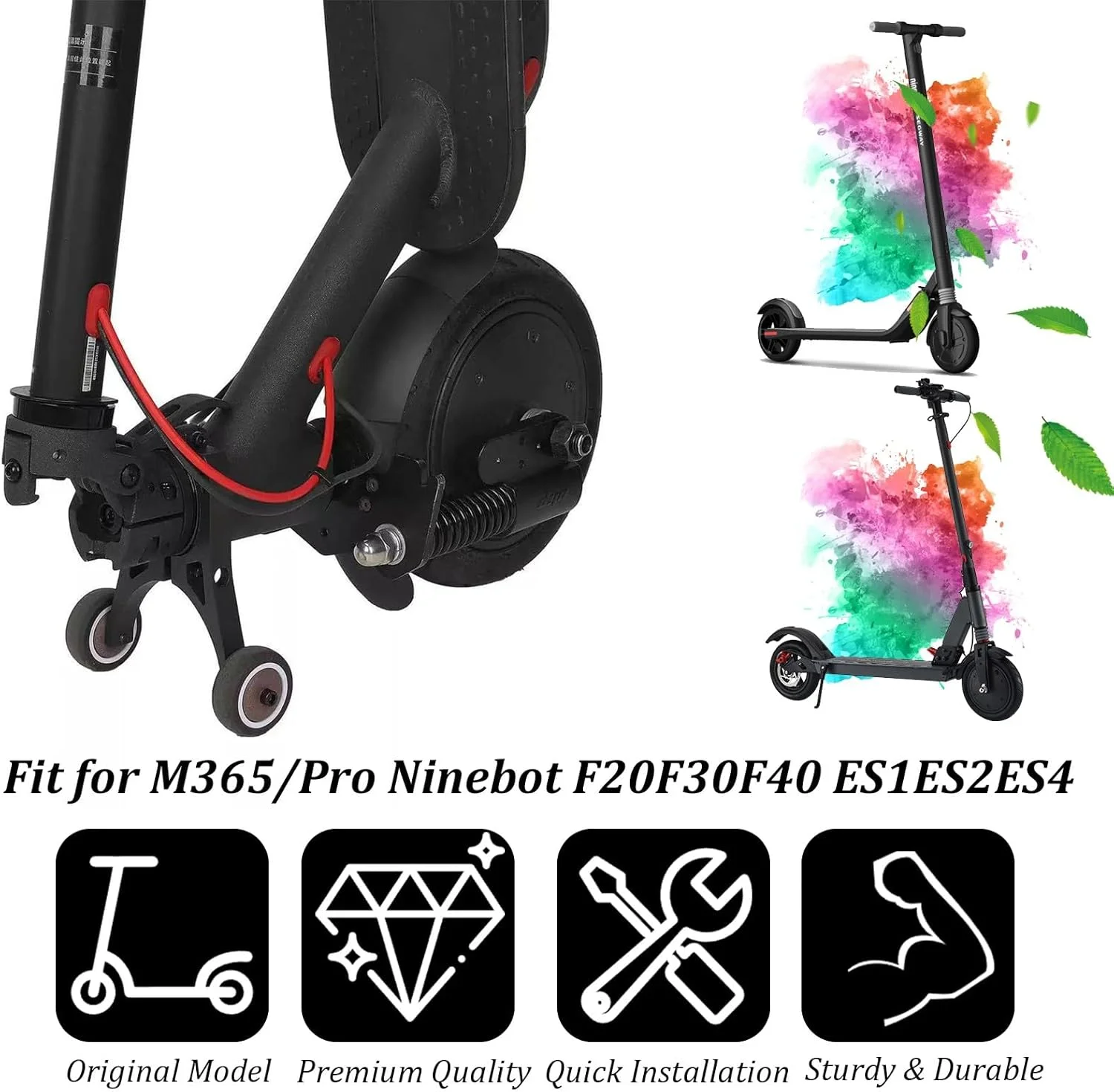 کیت براکت چرخ های کمکی اسکوتر برقی قابل حمل DFFMQSJ، نگهدارنده هند استند اسکوتر برقی با کمربند بند حمل دستی و بند حمل قابل تنظیم سازگار با سری M365/Pro Ninebot