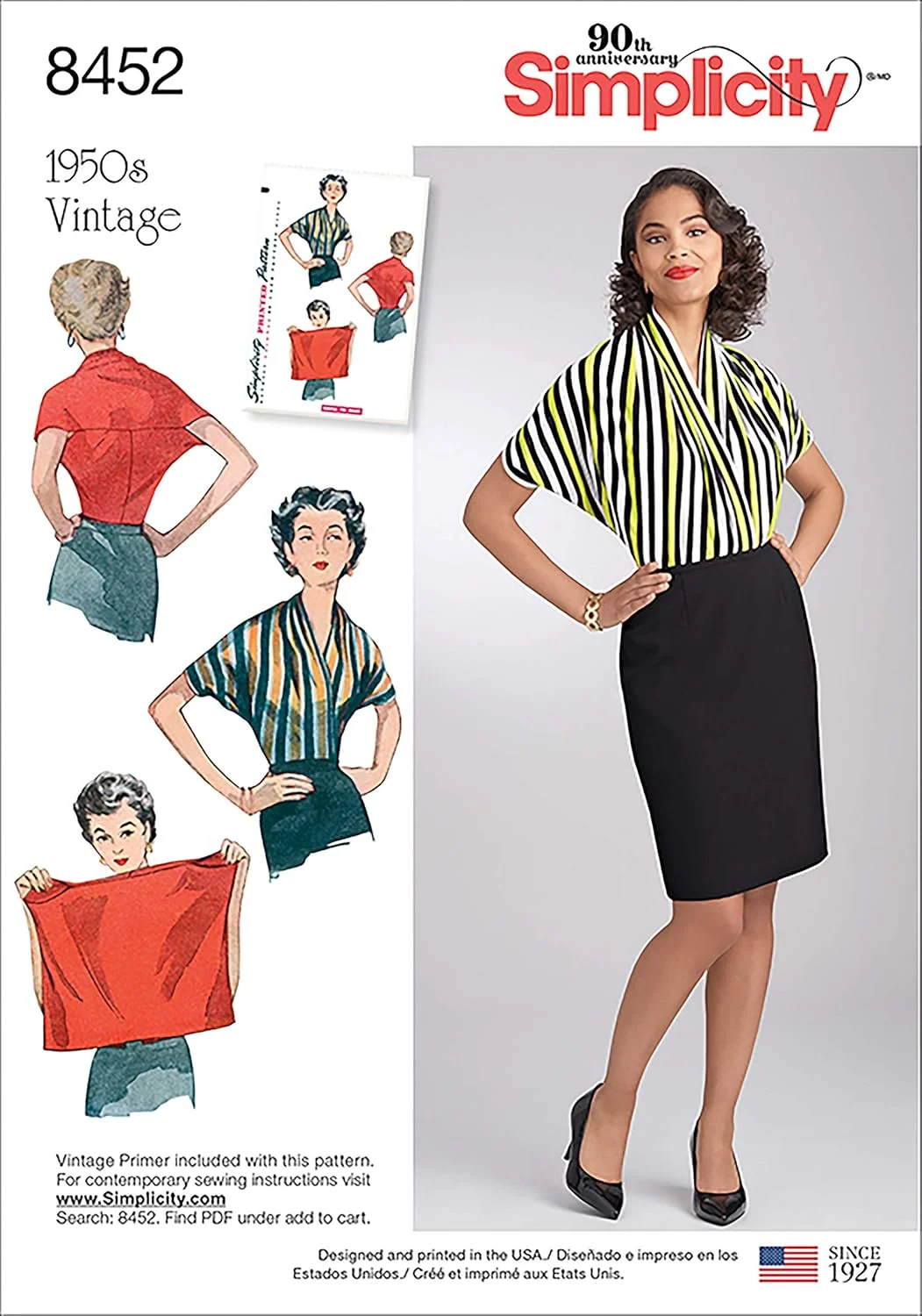 الگوی خیاطی بلوز بافتنی زنانه مدل قدیمی دهه 1950 Simplicity US8452A، سایزهای S-L