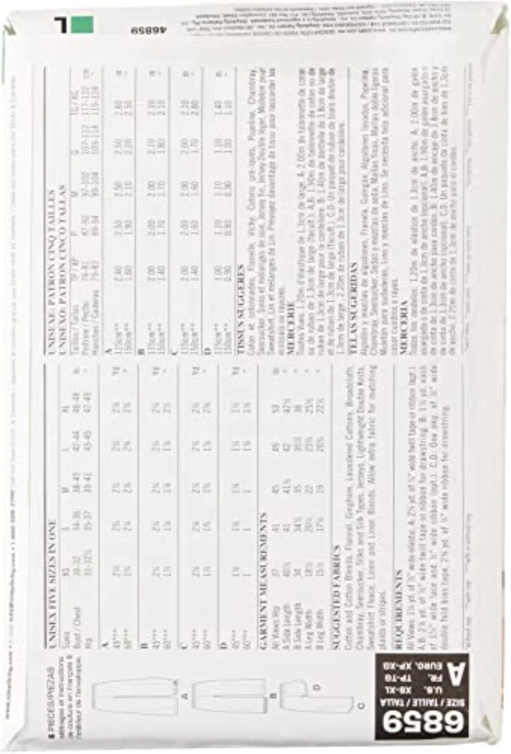 الگوی خیاطی شلوار و شورت پیژامه زنانه و مردانه نیو لوک Simplicity U06859A، کد 6859، سایز XS-XL