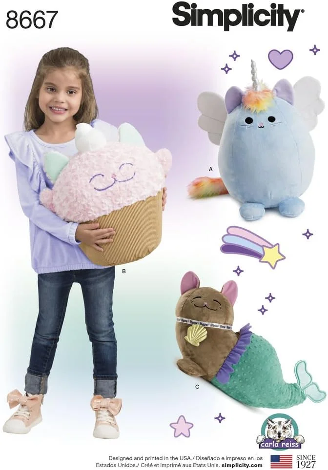 الگوی خیاطی گربه های عروسکی ساده، کاغذی، سفید، یک سایز