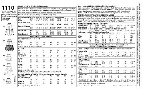 الگوی خیاطی دامن طبقاتی زنانه Simplicity 1110، سایز XXS-XXL