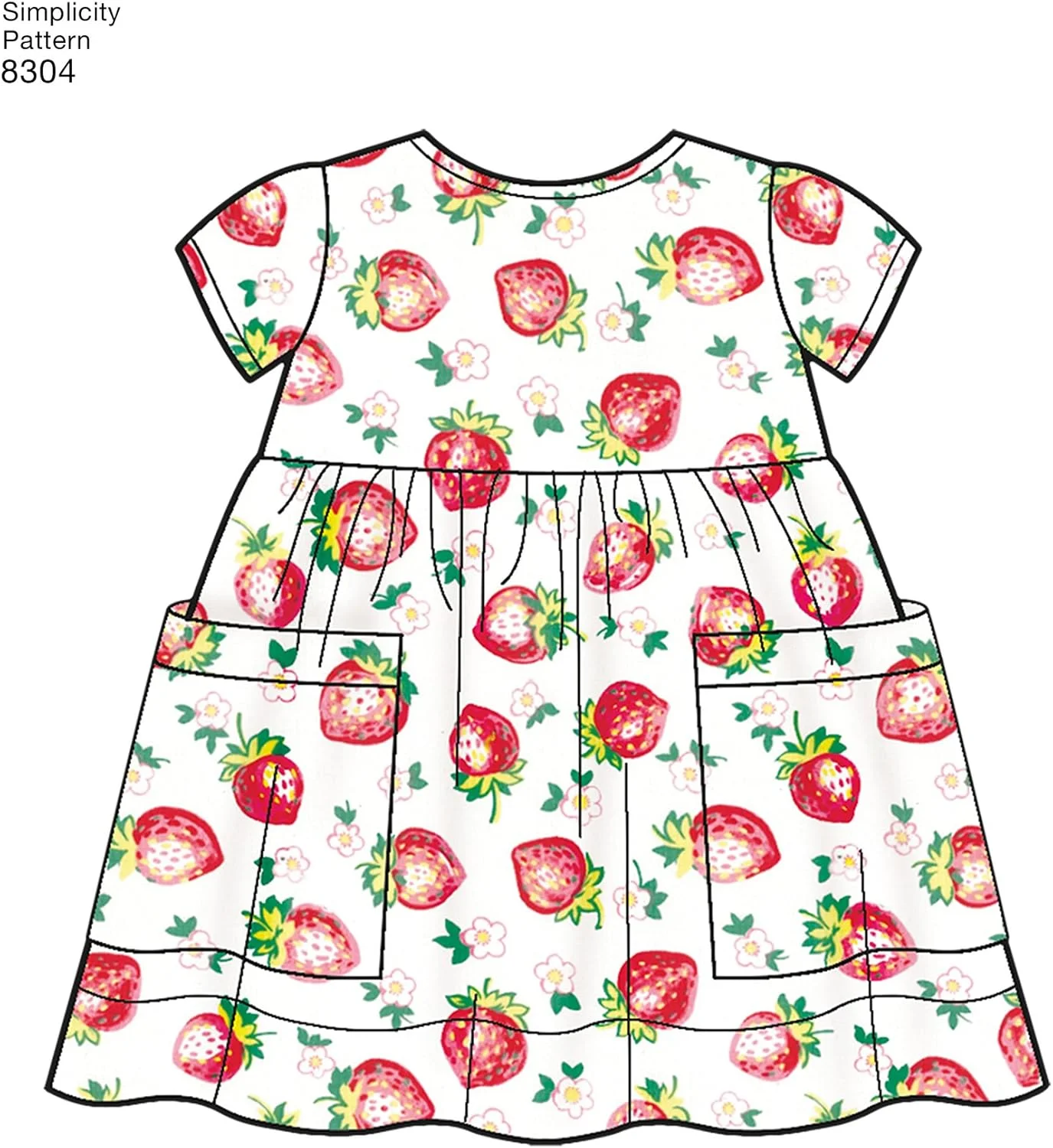 الگوهای خیاطی لباس کودک Simplicity US8304A شامل لگینگ، پیراهن، پیش بند و هدبند، سایز XXS-L