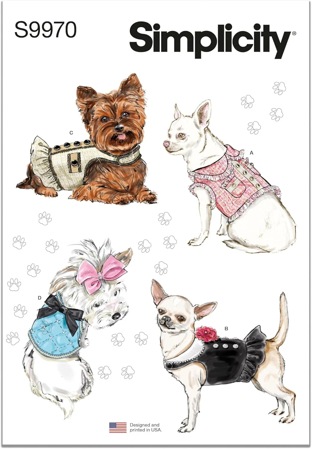الگوی دوخت کت سگ آستردار و پددار Simplicity SS9970A، کد طراحی S9970، سایزهای XXS-XS-S-M، چند رنگ